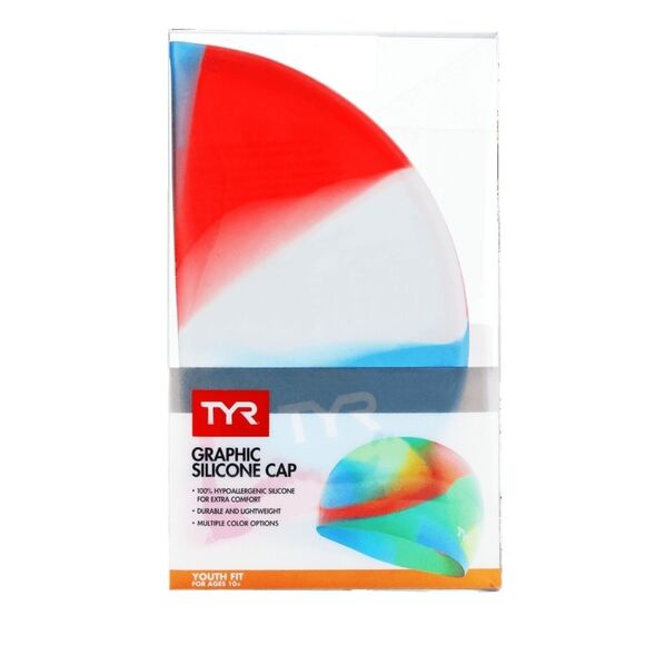 TYR Tie Dye Silicone Youth Fit Cap In Pink/Blue - Picture 1 of 5